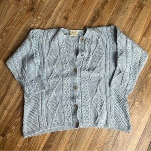 Connemara Womens Knitwear 100% Merino Wool Light Blue Cardigan Sweater SZ XXL